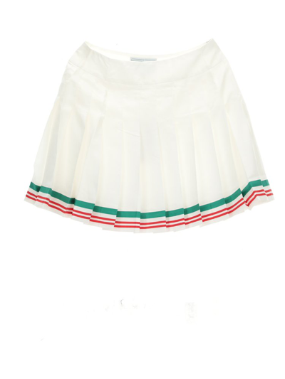 Shop Casablanca Striped Edge Pleated Mini Tennis Skirt In White