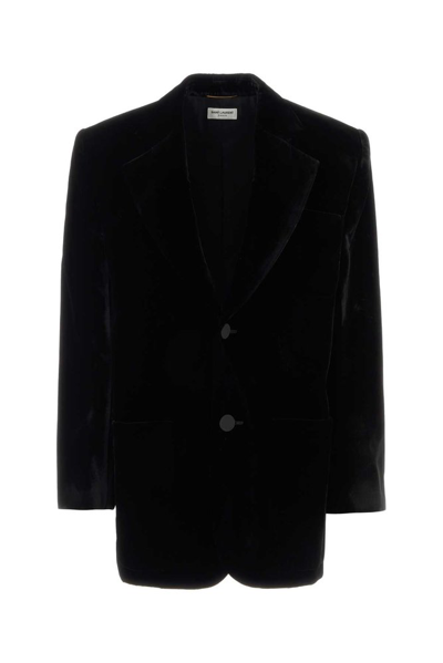 Shop Saint Laurent Single Breasted Oversized Blazer In Black