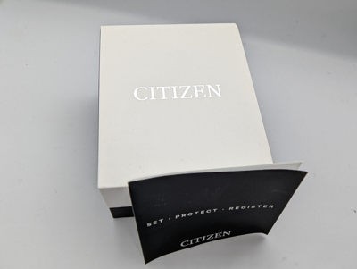 Pre-owned Citizen Eco-drive Rose Gold Sapphire Crystal Black Dial Leather Watch Aw1723-02e