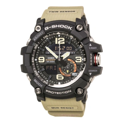 Pre-owned Casio Gg1000-1a5 Gent's Mudmaster Ana-digi Brown Resin Band Watch