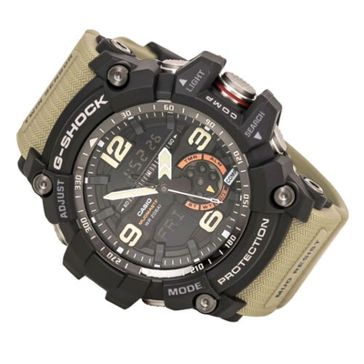 Pre-owned Casio Gg1000-1a5 Gent's Mudmaster Ana-digi Brown Resin Band Watch