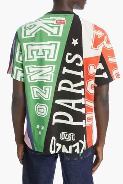 Pre-owned Kenzo L71616 Mens Multi Flag Print Oversize Cotton T-shirt Size S In Multicolor