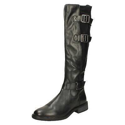 Pre-owned Clarks Ladies  Knee High Boots Cologne Up In Black
