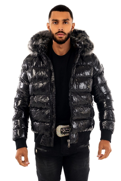 Pre-owned George Avenue  V Paris Men's Black Puffer Jacket Warm Fur On Hood L Xl 2xl 3xl