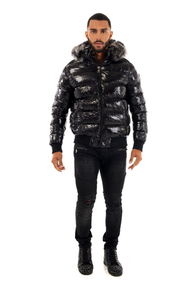 Pre-owned George Avenue  V Paris Men's Black Puffer Jacket Warm Fur On Hood L Xl 2xl 3xl