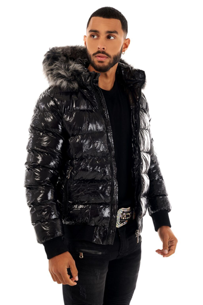 Pre-owned George Avenue  V Paris Men's Black Puffer Jacket Warm Fur On Hood L Xl 2xl 3xl