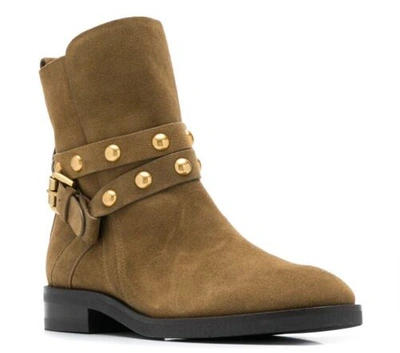 Pre-owned See By Chloé See By Chloe Studded Neo Janis Ankle Boots Suede Size 38 In Brown