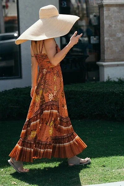 Pre-owned Ulla Johnson Meera Floral Maxi Dress Cardinal Size 0, 6, 10 $650 In Orange