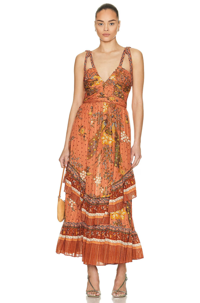 Pre-owned Ulla Johnson Meera Floral Maxi Dress Cardinal Size 0, 6, 10 $650 In Orange