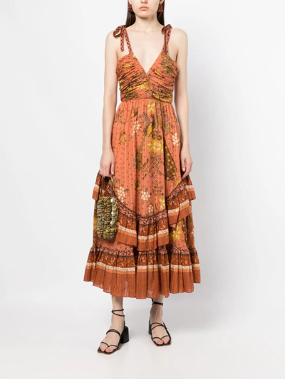 Pre-owned Ulla Johnson Meera Floral Maxi Dress Cardinal Size 0, 6, 10 $650 In Orange