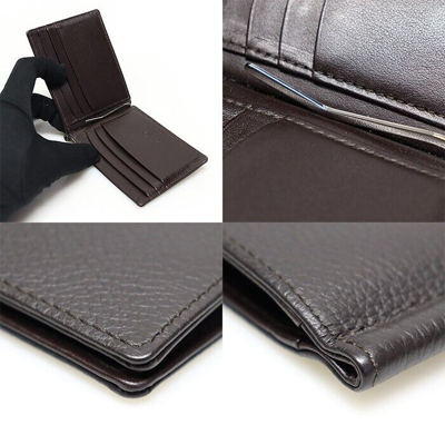 Pre-owned Montblanc Meisterstück Softgrain Leather Men's Card Wallet Purse With Money Clip In Brown
