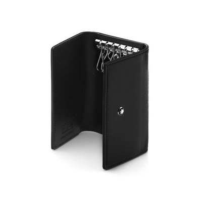 Pre-owned Montblanc Meisterstück Leather Key Case Holder Wallet Organizer Cover For Men In Black