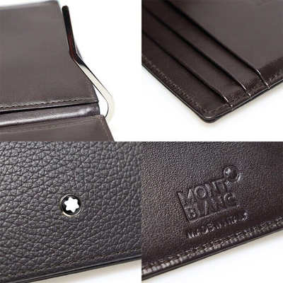 Pre-owned Montblanc Meisterstück Softgrain Leather Men's Card Wallet Purse With Money Clip In Brown