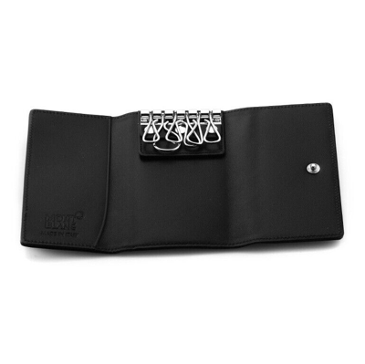Pre-owned Montblanc Meisterstück Leather Key Case Holder Wallet Organizer Cover For Men In Black