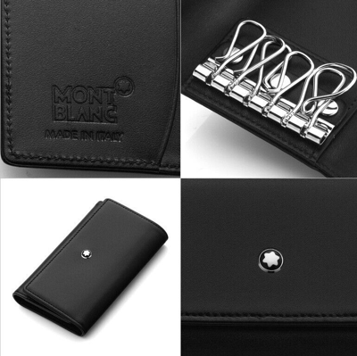 Pre-owned Montblanc Meisterstück Leather Key Case Holder Wallet Organizer Cover For Men In Black