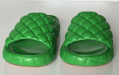BOTTEGA VENETA Pre-owned $1450  Green Quilted Leather Padded Sandals 8 Us 708885 It