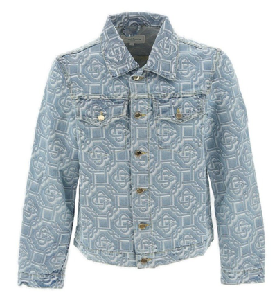 Shop Casablanca Monogram Jacquard Denim Jacket In Blue