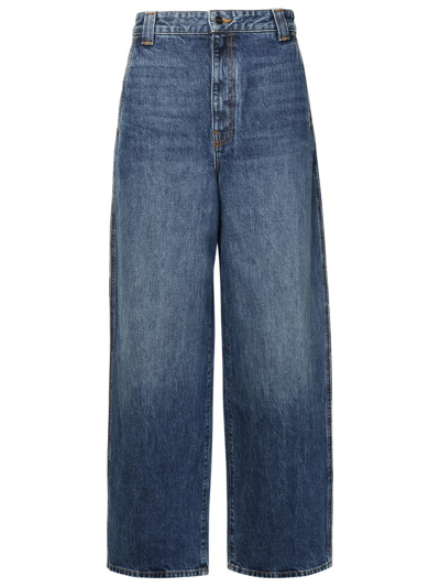 Shop Khaite The Bacall Wide Leg Jeans In Blue