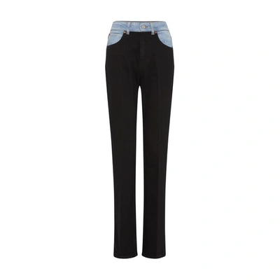 Shop Victoria Beckham Julia Panelled Straight-leg Jeans In Contrast_wash