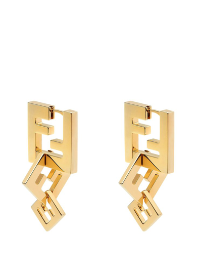 Shop Fendi Ff Detail Drop Earrings In Gold