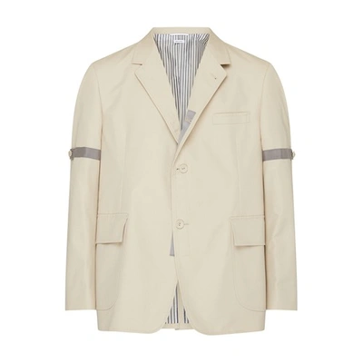 Shop Thom Browne Single-brested Jacket With Armband In Khaki