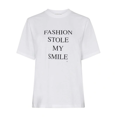 Shop Victoria Beckham Slogan-print Organic Cotton T-shirt In White_fashion_stole_my_smile