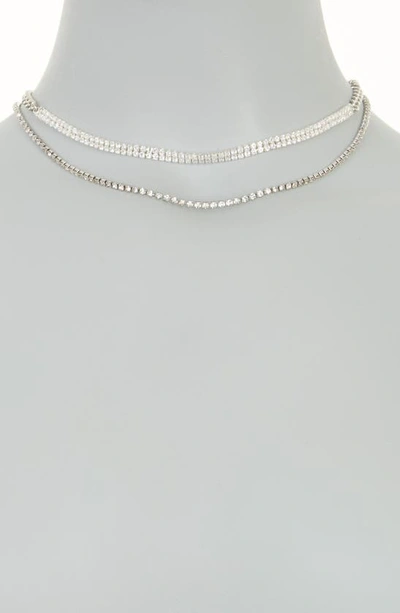 Shop Cara Crystal Layered Choker Necklace In Silver