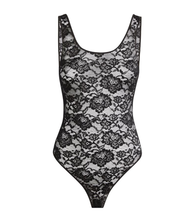Shop Oseree Lace O-lover Bodysuit In Black