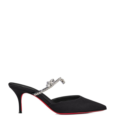 Shop Christian Louboutin Planet Queen Satin Mules 70 In Black