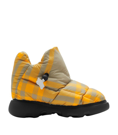 Shop Burberry Check Pillow Boots In Neutrals