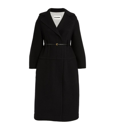 Shop Jil Sander Virgin Wool Belted Coat In Black