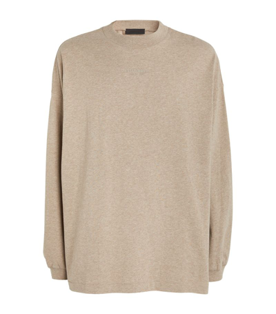 Shop Essentials Fear Of God  Cotton Long-sleeve T-shirt In Grey