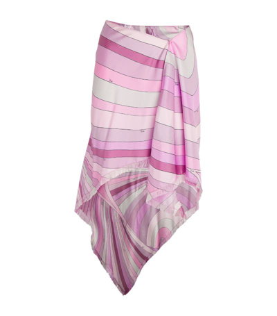Shop Emilio Pucci Pucci Silk Printed A-line Skirt In Pink