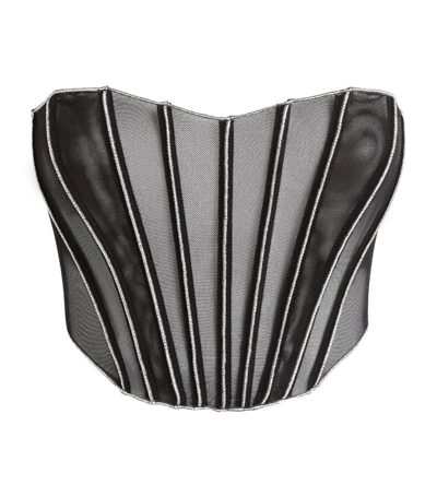 Shop Oseree Mesh Shell Corset In Black