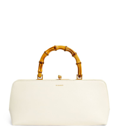 Shop Jil Sander Small Leather Goji Top-handle Bag In White