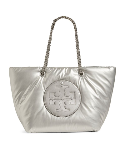 Shop Tory Burch Ella Soft Tote Bag In Silver