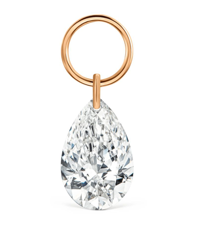 Shop Maria Tash Rose Gold And Diamond Pear Floating Charm (6mm)