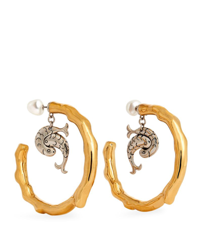 Shop Emilio Pucci Pucci Aquarius Hoop Earrings In Gold