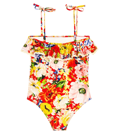 Shop Zimmermann Alight Ruffled Floral Swimsuit In Multicoloured
