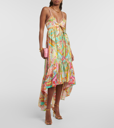 Shop Camilla Printed Ruffled Silk Midi Dress In Multicoloured