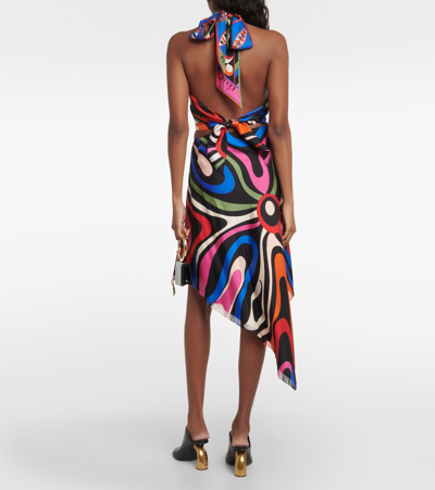 Shop Pucci Marmo Asymmetric Silk Miniskirt In Multicoloured