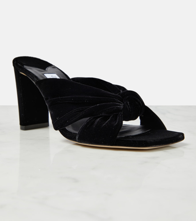 Jimmy Choo Avenue 85 Velvet Mules In Black