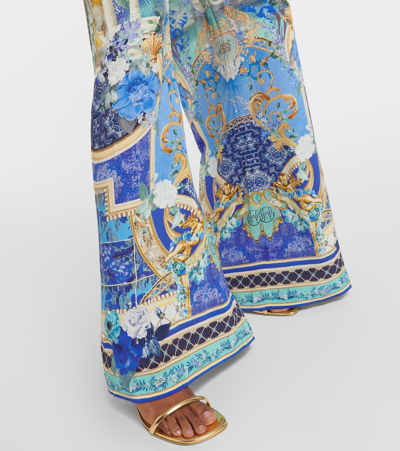 Shop Camilla Views Of Vesuvius Printed Silk Wide-leg Pants In Multicoloured