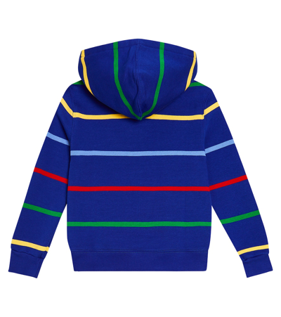 Shop Polo Ralph Lauren Printed Cotton-blend Fleece Hoodie In Blue