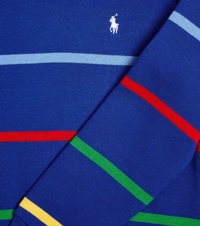 Shop Polo Ralph Lauren Printed Cotton-blend Fleece Hoodie In Blue