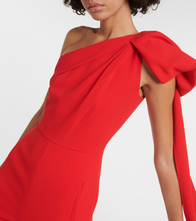 Shop Roland Mouret Bow-detail Asymmetric Cady Jumpsuit In Red