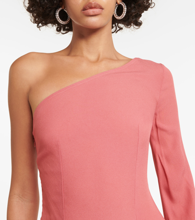 Shop Taller Marmo Aventador Fringed One-shoulder Midi Dress In Pink