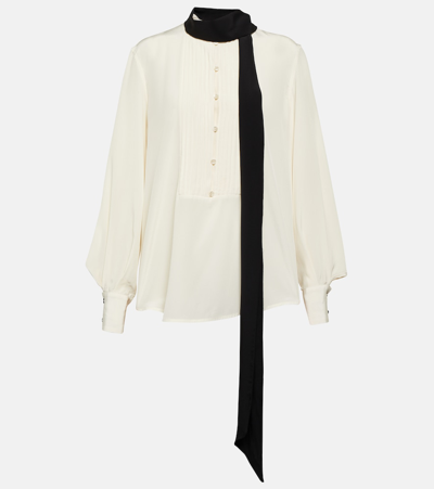 Shop Victoria Beckham Tie-neck Silk Blouse In White