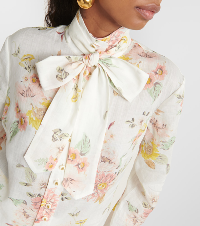 Shop Zimmermann Floral Ramie Blouse In White