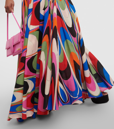 Shop Pucci Marmo Printed Pleated Maxi Skirt In Multicoloured